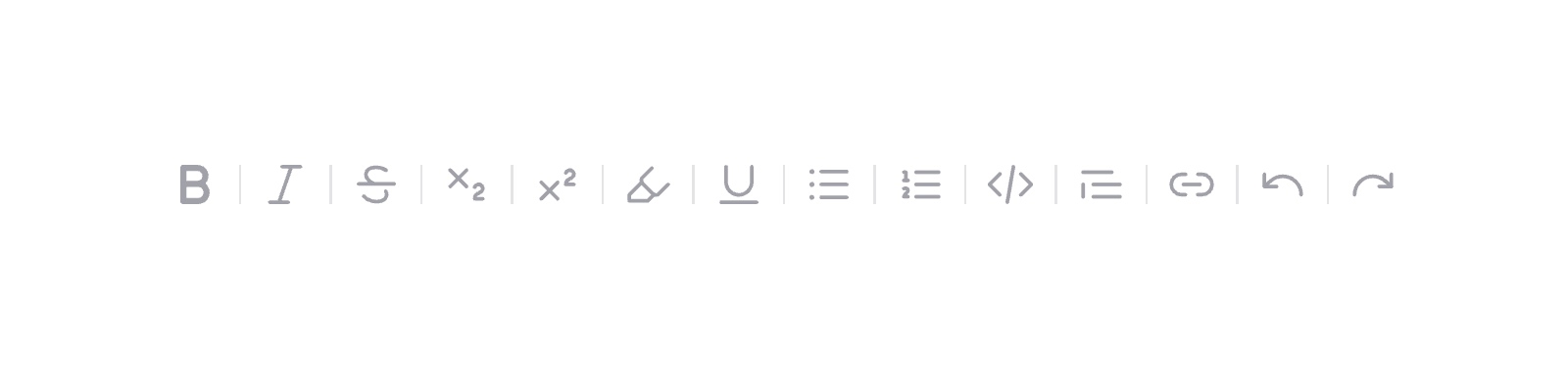 All the available toolbar operation icons in a row