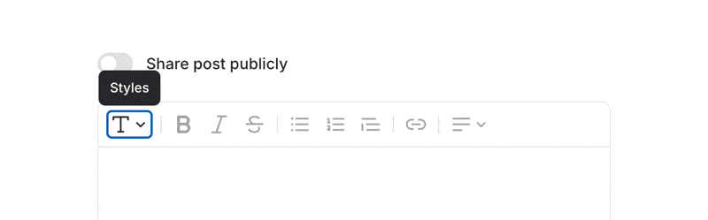 Showing there is only one tab stop at a time on the editor toolbar