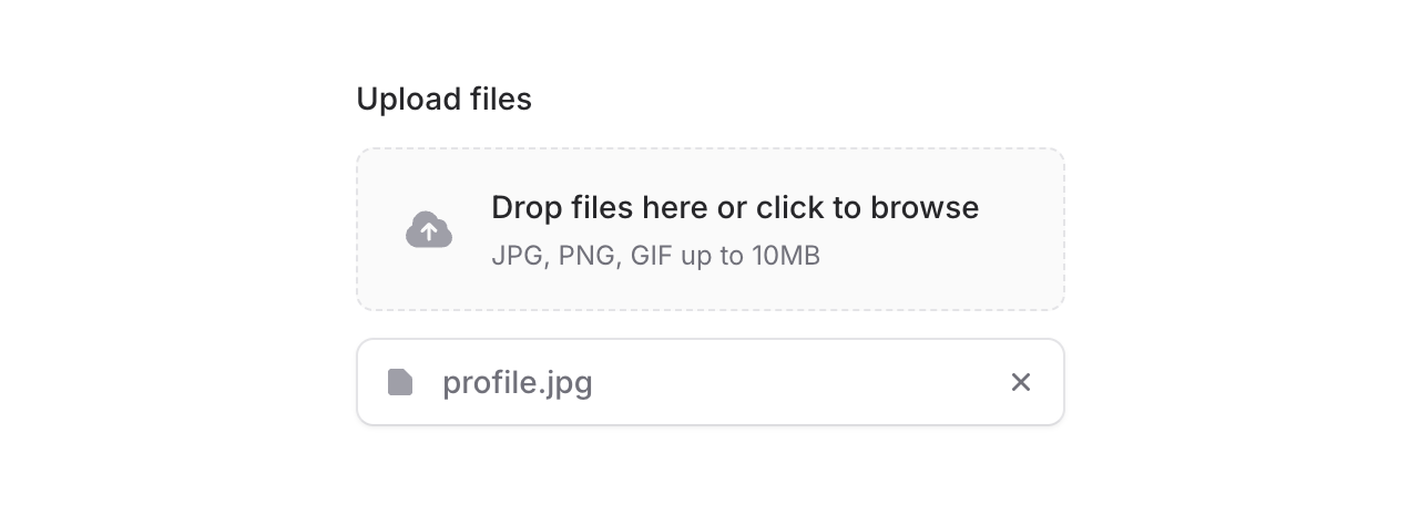 File upload dropzone with a more compact layout