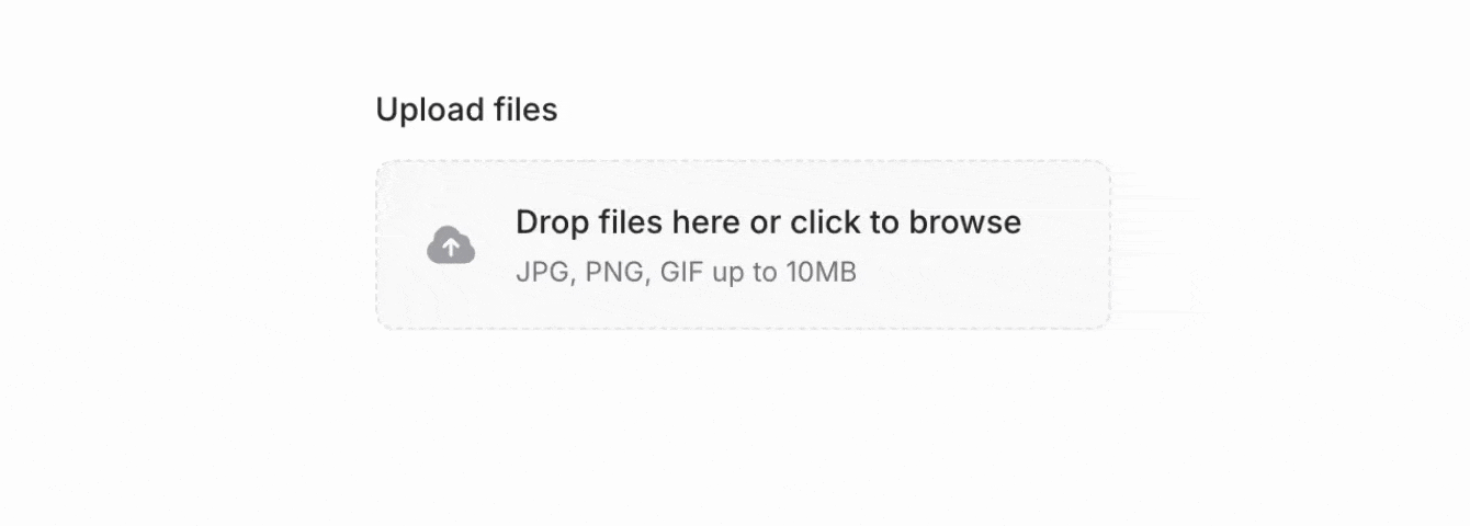 File upload with progress bar showing upload status