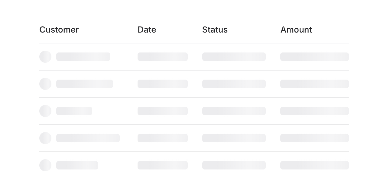 Skeleton loading state for a data table